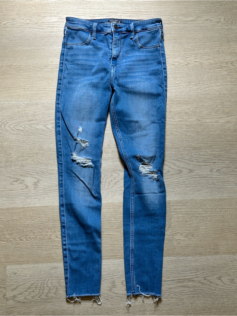 Abercrombie & Fitch Women's Skinny Ripped Jeans - Blue Wash